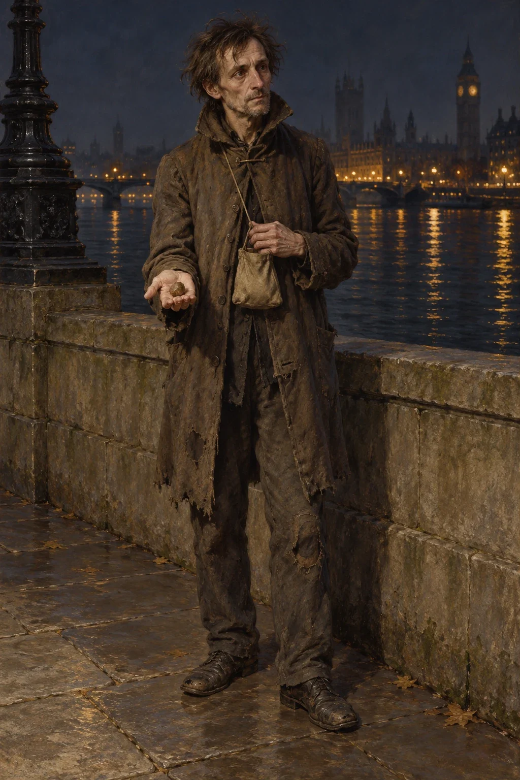 AI interpretation of Wells’s shabby diamond maker displaying a brown uncut stone.