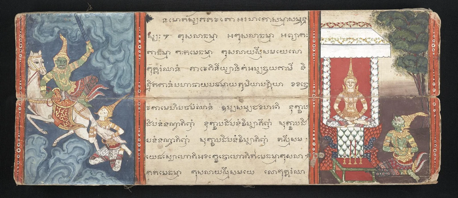 Punnaka on horseback with Vidhura holding the tail, Phra Malai,B41